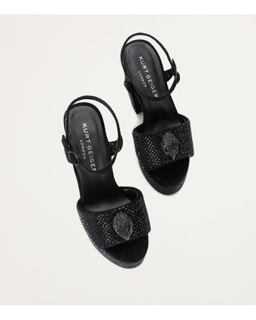 Kurt Geiger Black Embellished Kensington Eagle Platform Sandals 125