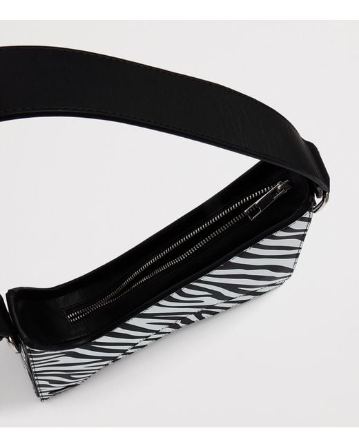 TALEL PARIS White Leather Zebra Wave Shoulder Bag