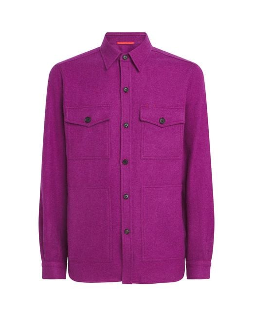 Isaia Purple Cashmere Overshirt for men