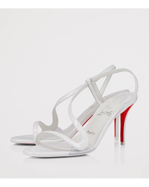 Christian Louboutin White Rosa Z Patent Leather Heeled Sandals 80