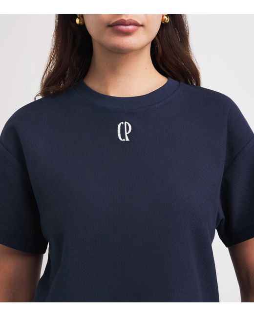 Claudie Pierlot Blue Cotton Logo-Embroidered T-Shirt