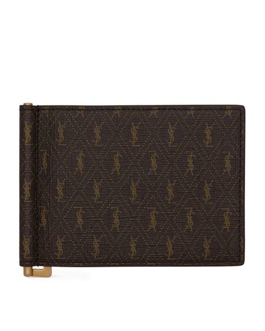 Saint Laurent Black Small Monogram Money Clip Wallet for men
