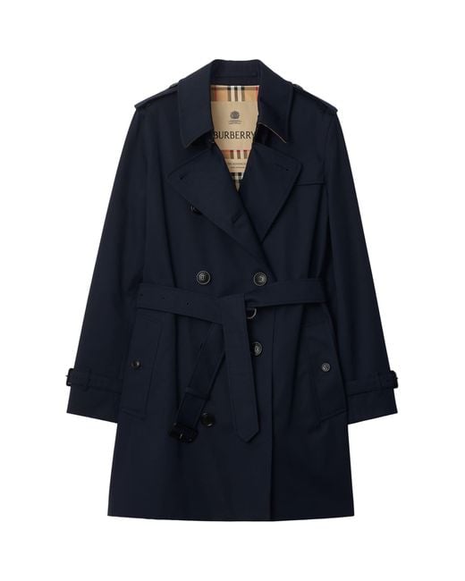 Burberry Blue Gabardine Kensington Heritage Trench Coat