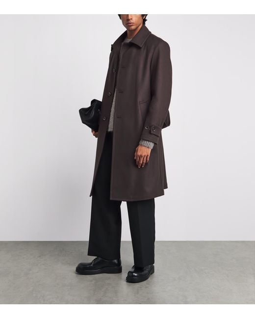 Barena Brown Wool-Blend Longline Overcoat for men