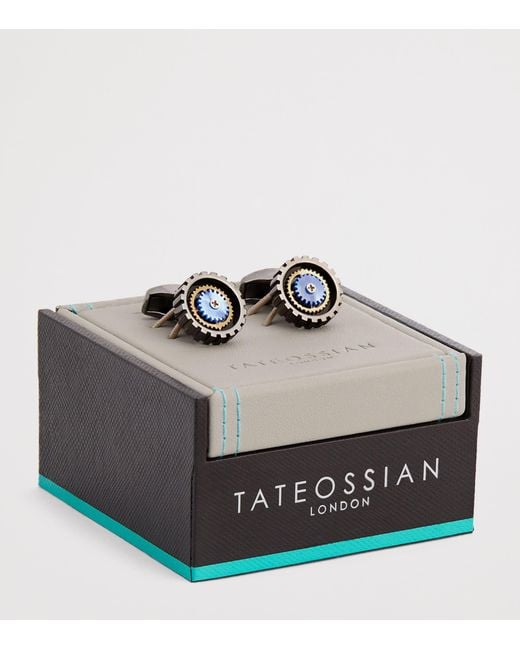 Tateossian Black Rotate Gear Cufflinks for men