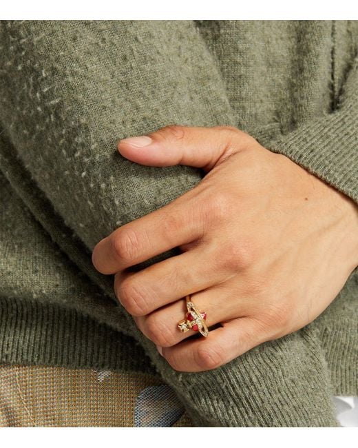 Vivienne Westwood Metallic New Diamante Heart Ring for men