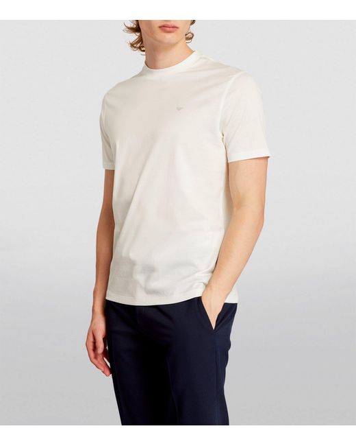 Emporio Armani White Cotton Logo T-shirt for men