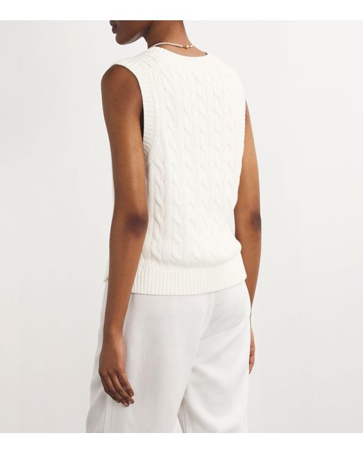 Polo Ralph Lauren White Cotton Cable-knit Sweater Vest