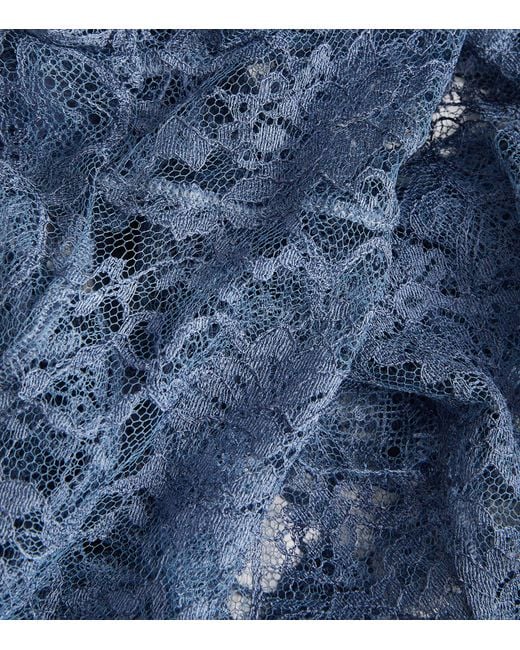 Coco De Mer Blue Lace Plunge-neck Hera Bodysuit