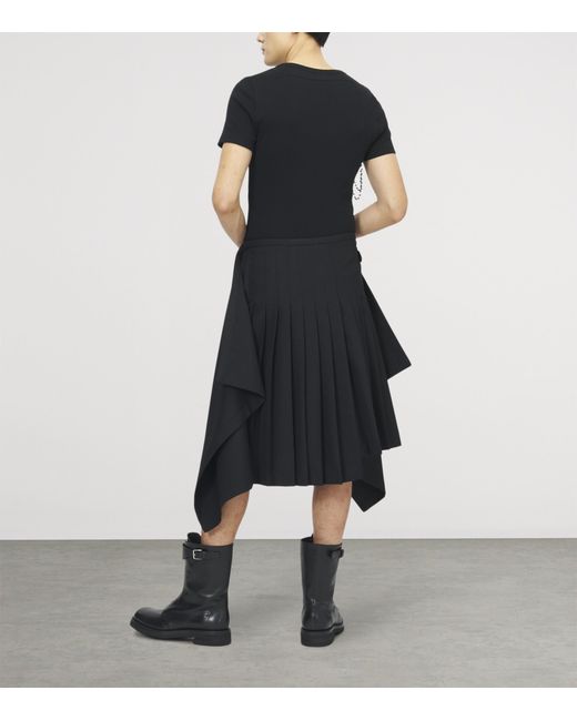 McQueen Black Draped Kilt for men