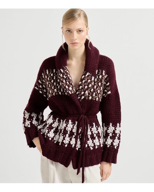 Brunello Cucinelli Purple Cashmere Opera Cardigan