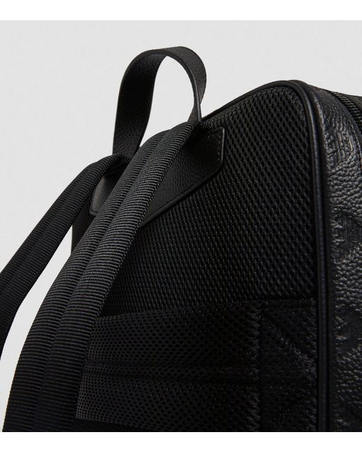 Emporio Armani Black Leather Debossed-logo Backpack for men