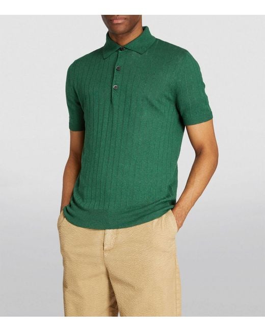 Barena Green Ribbed Polo Shirt for men