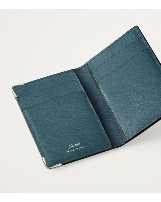 Cartier Blue Leather Must De Xl Logo Bifold Card Holder for men
