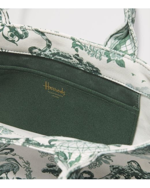 Harrods Green Small Toile Tote Bag