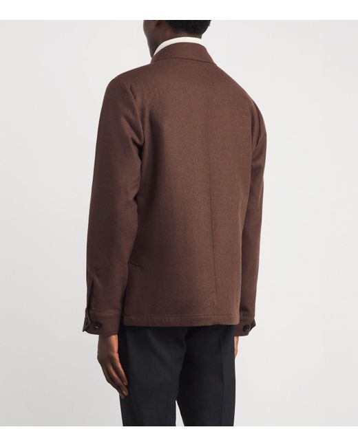 Corneliani Brown Wool-Silk Overshirt for men