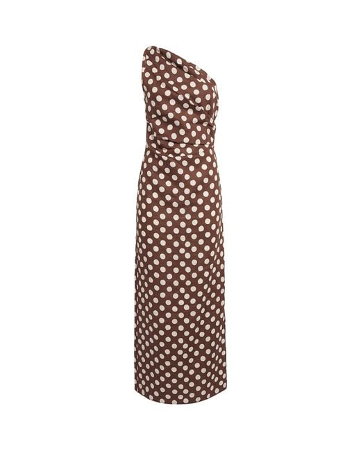 Faithfull The Brand Brown Linen Polka-Dot Simona Maxi Dress