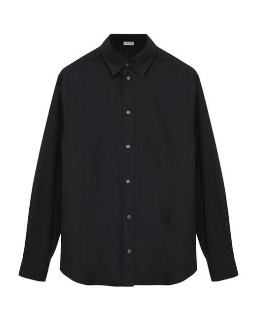 Loewe Blue Cotton-Blend Poplin Shirt for men