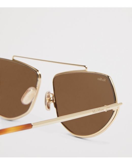 Max Mara Brown Metal Square Sunglasses