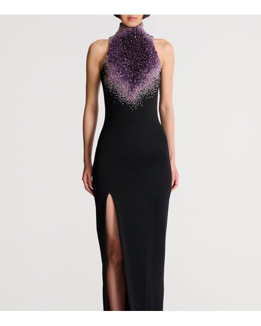 Balmain Blue Embellished Milano Gown