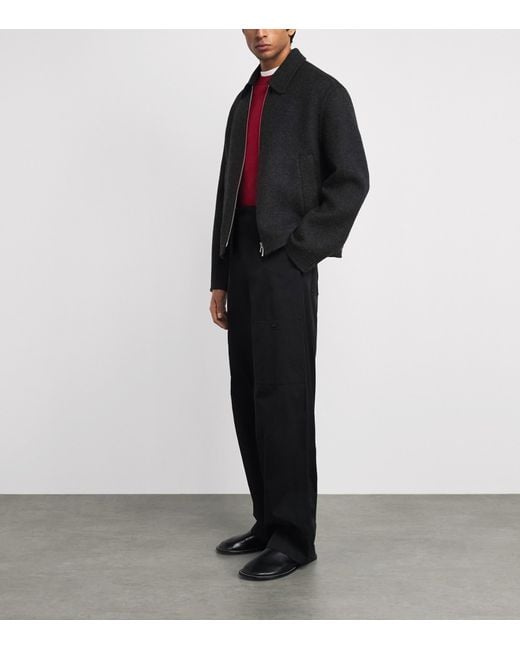 Jil Sander Black Virgin Wool Bomber Jacket for men