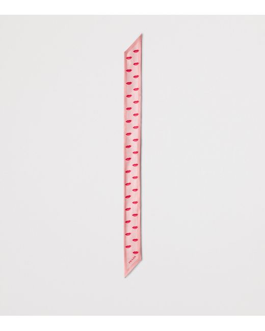 Prada Pink Silk Printed Skinny Scarf