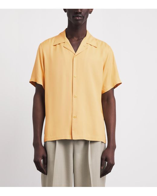 Sandro Yellow Linen Short-Sleeve Shirt for men