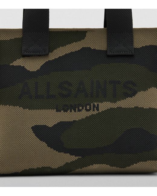 AllSaints Black Mini Knitted Camouflage Izzy Tote Bag