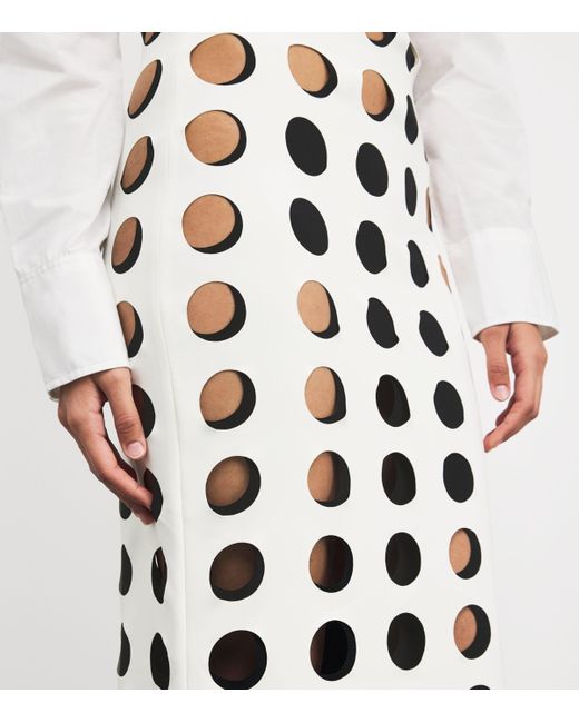 A.W.A.K.E. MODE White Layered Hole Maxi Skirt