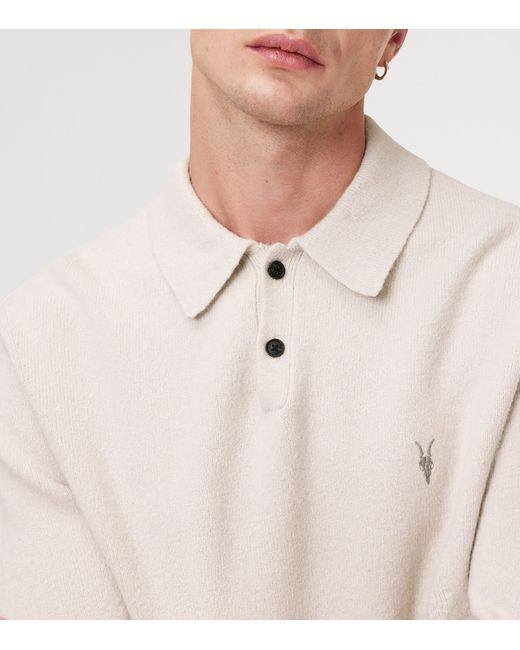 AllSaints White Ramskull Statten Polo Sweater for men