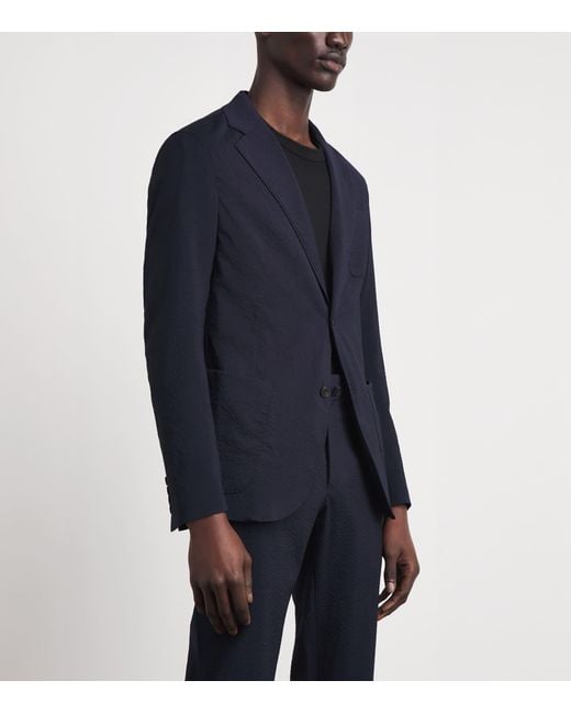 Emporio Armani Blue Virgin Wool-Blend Blazer for men