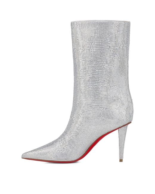 Christian Louboutin Gray Astrilarge Crystal-embellished Boots 85