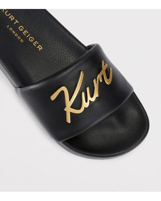 Kurt Geiger Black Meena Logo Slides