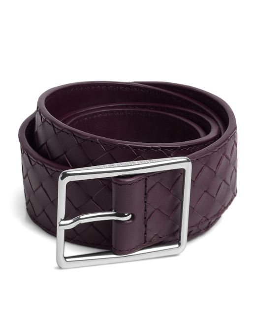 Bottega Veneta Red Calfskin Intrecciato Piccolo Belt for men