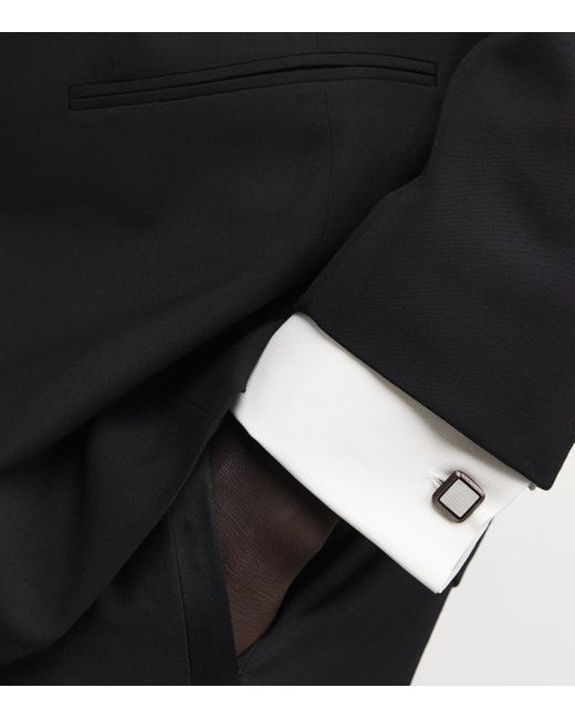Tateossian Black Spazio Square Mother-Of-Pearl Cufflinks for men