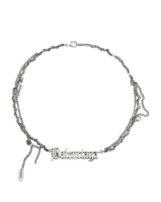 Balenciaga Metallic Typo Destroyed Necklace for men