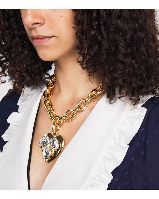 Alessandra Rich Metallic Heart Pendant Necklace