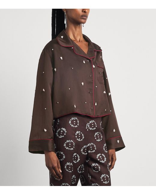 Sandro Brown Embellished Pyjama-Style Shirt
