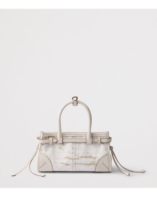 Prada Natural Small Linen-Leather Bonnie Top-Handle Bag
