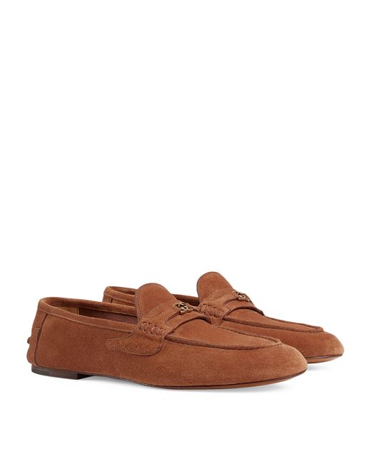 Gucci Brown Suede Interlocking G Loafers for men