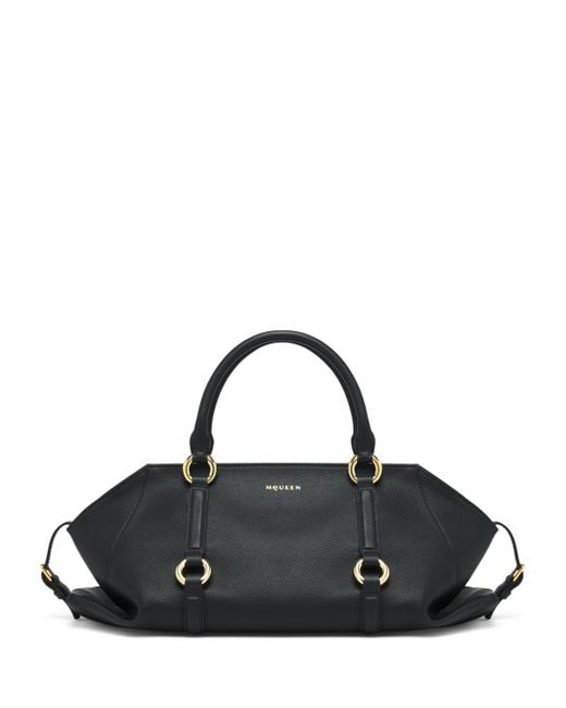 Alexander McQueen Black Leather Farringdon Top-Handle Bag