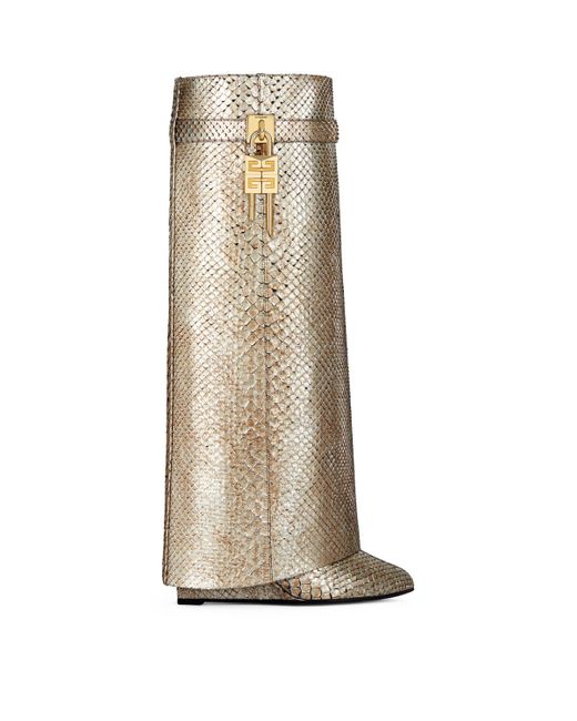 Givenchy Natural Python Skin Shark Lock Knee-High Boots 90