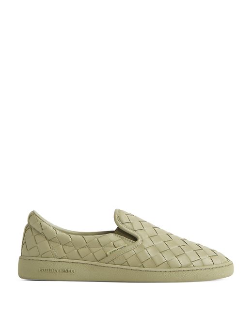 Bottega Veneta Green Leather Intrecciato Sawyer Sneakers for men
