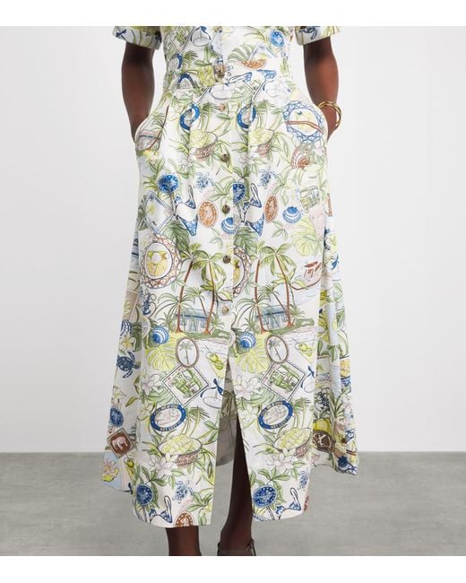 Maje White Postcard Print Maxi Skirt