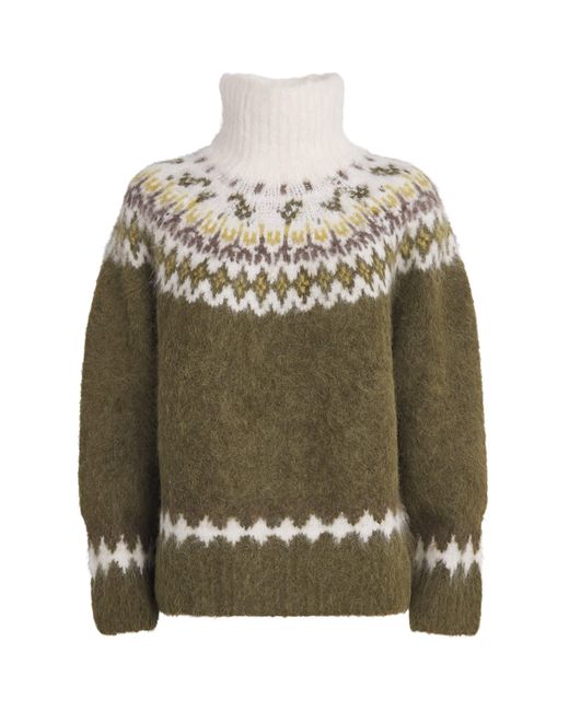 Rag & Bone Green Alpaca-Blend Jacquard Beth Sweater
