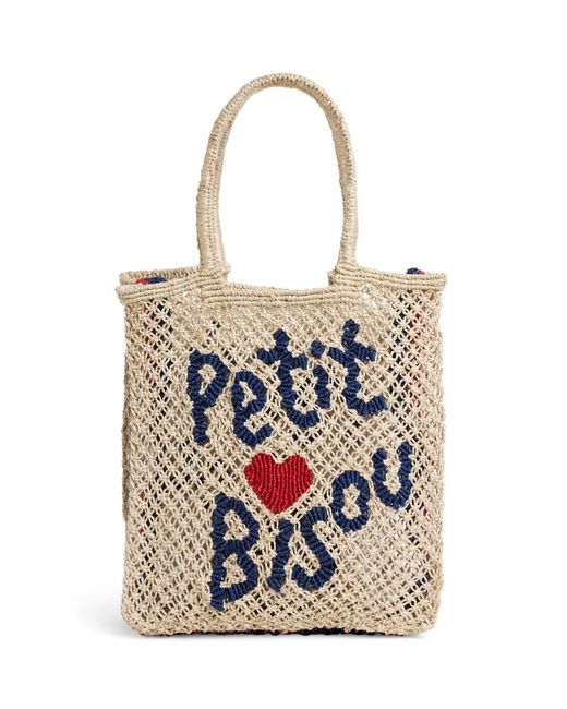 The Jacksons White Jute Petit Bisou Lottie Tote Bag