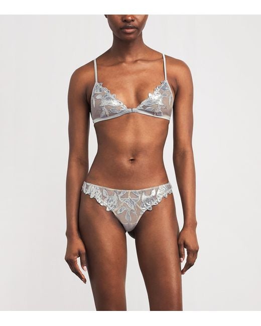 Fleur du Mal Natural Embroidered Lily Triangle Bra