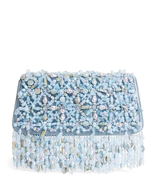 Cult Gaia Blue Embellished Idalia Shoulder Bag