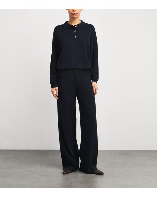 Allude Blue Wool-Cashmere Straight Trousers