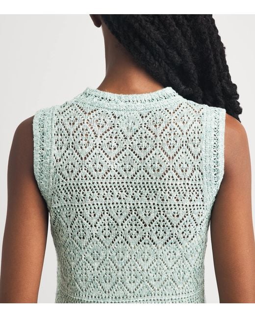 Eleventy Green Cotton-Blend Crochet Midi Dress